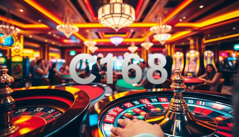 C168 high-stakes roulette scene with excited players and vibrant casino lights.