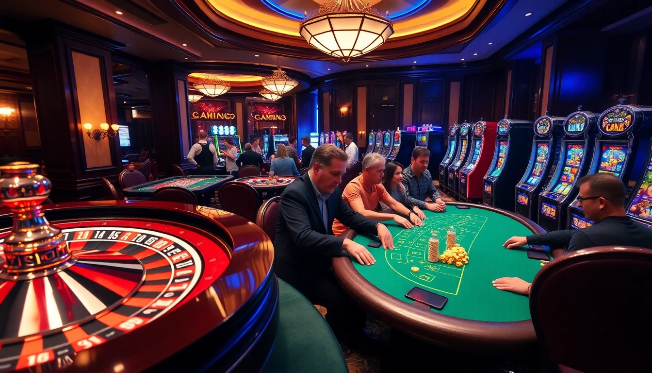 Experience the thrill of uu88 online casino as players engage in high-stakes gambling at vibrant tables and slot machines.